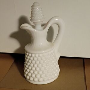 White Hobnail Glass Cruet